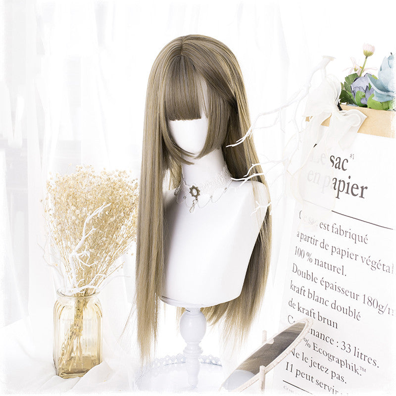 Manzhen Quotidien Noir Perruque longue droite fille