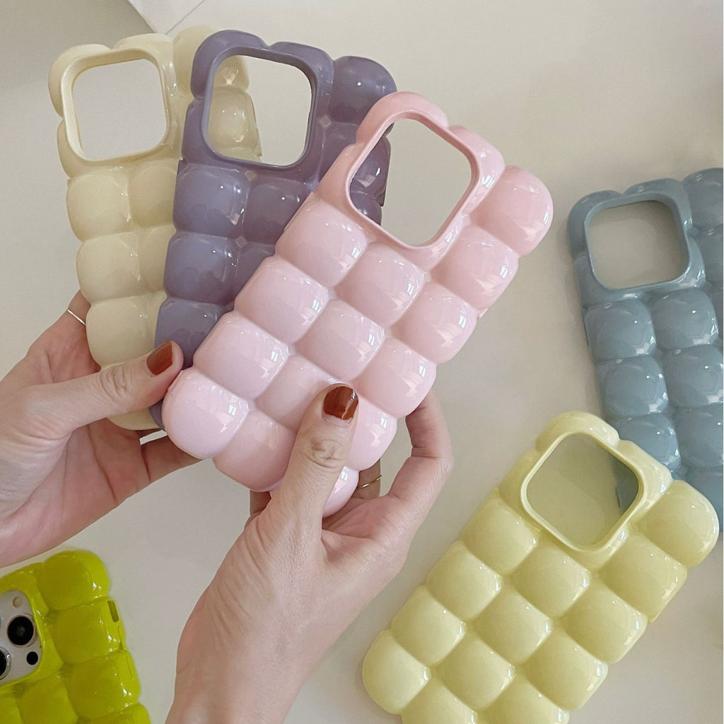 Coque de téléphone de gaufre d'oeuf de macarons de couleur solide