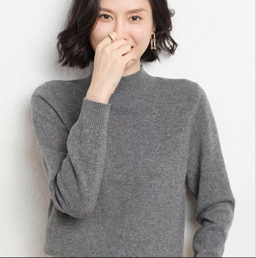 Patchwork à manches longues Sweater Femmes Core-Spun Fil tricoté Top Loose-Fit Fondage tricoté Top