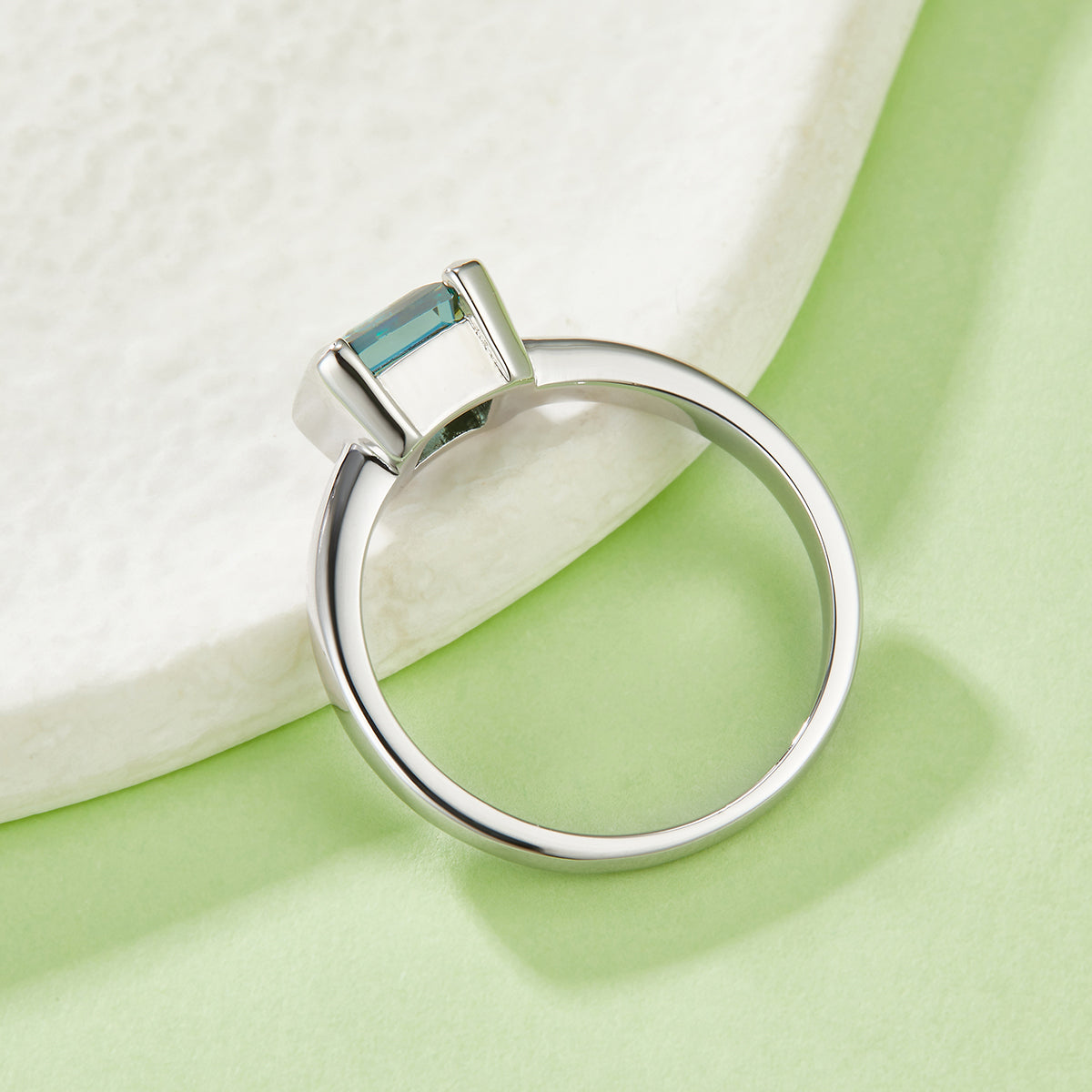 S925 Argent Sterling 1ct Anneau de Moissanite Vert