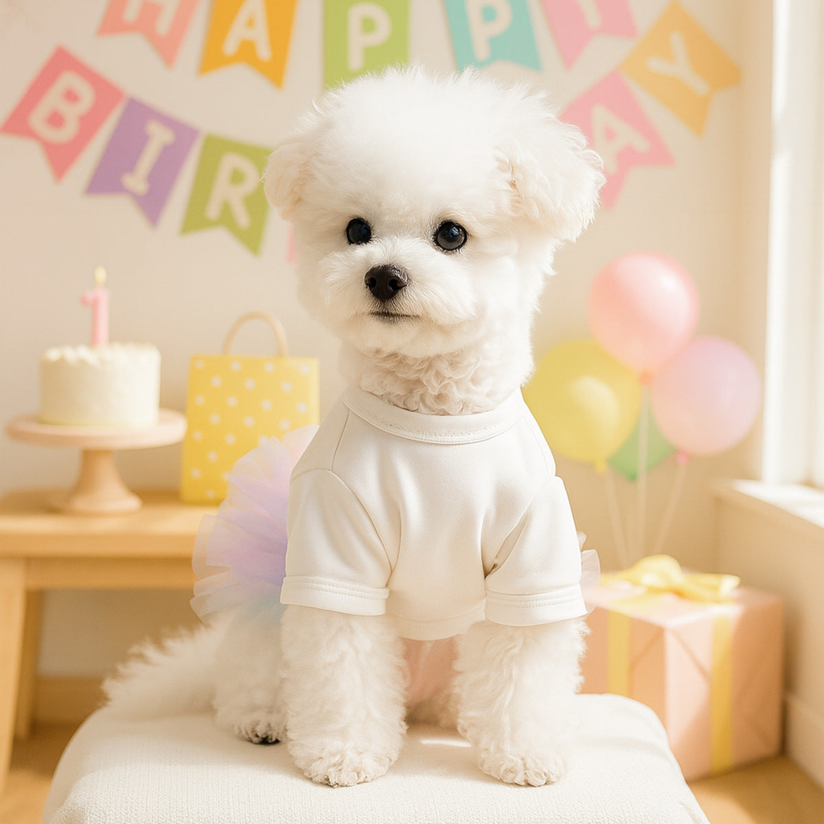 Vêtements de vacances pour animaux de compagnie pour chats et petits chiens Joyeux anniversaire et Chemise de Pâques Ballet Tutu