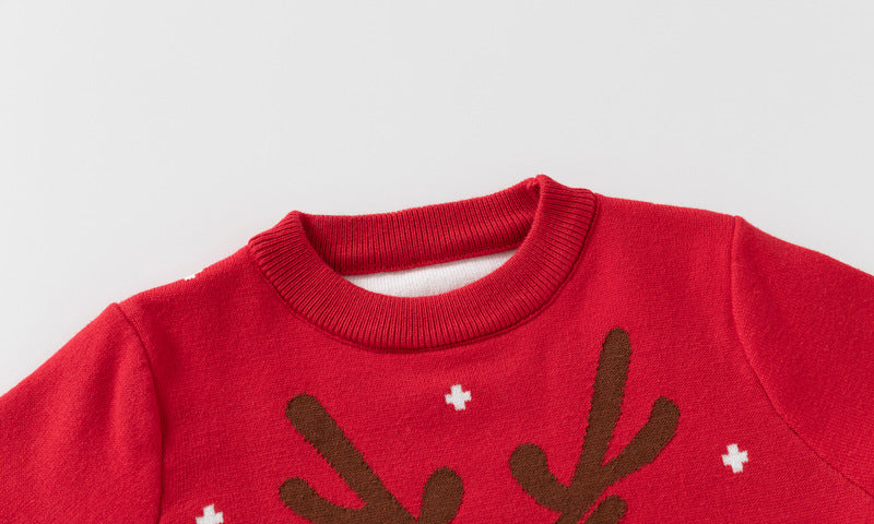 Enfants Pattern de cerf Jacquard Fine Cotton Pull