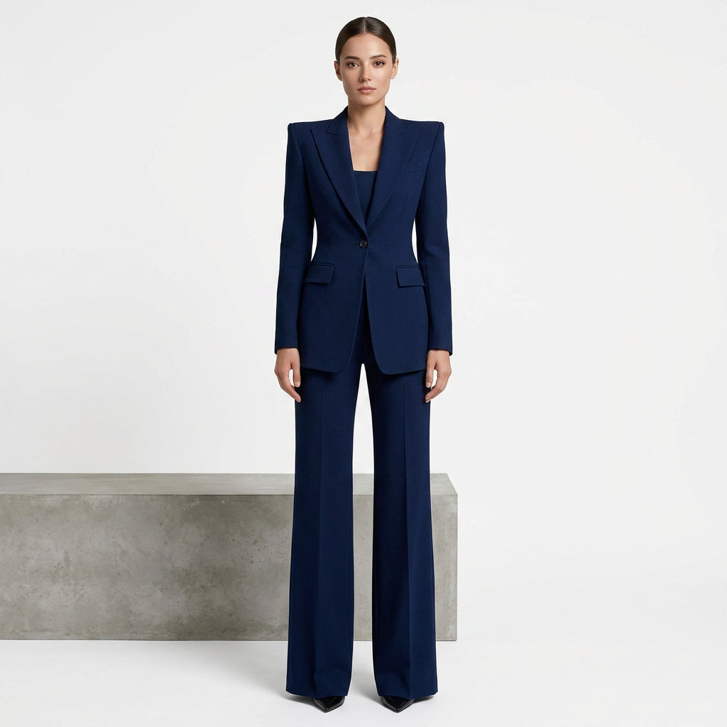 Blazer à épaule à bras simple et bus bipièce à pantoufles de longueur de plancher à feu haut