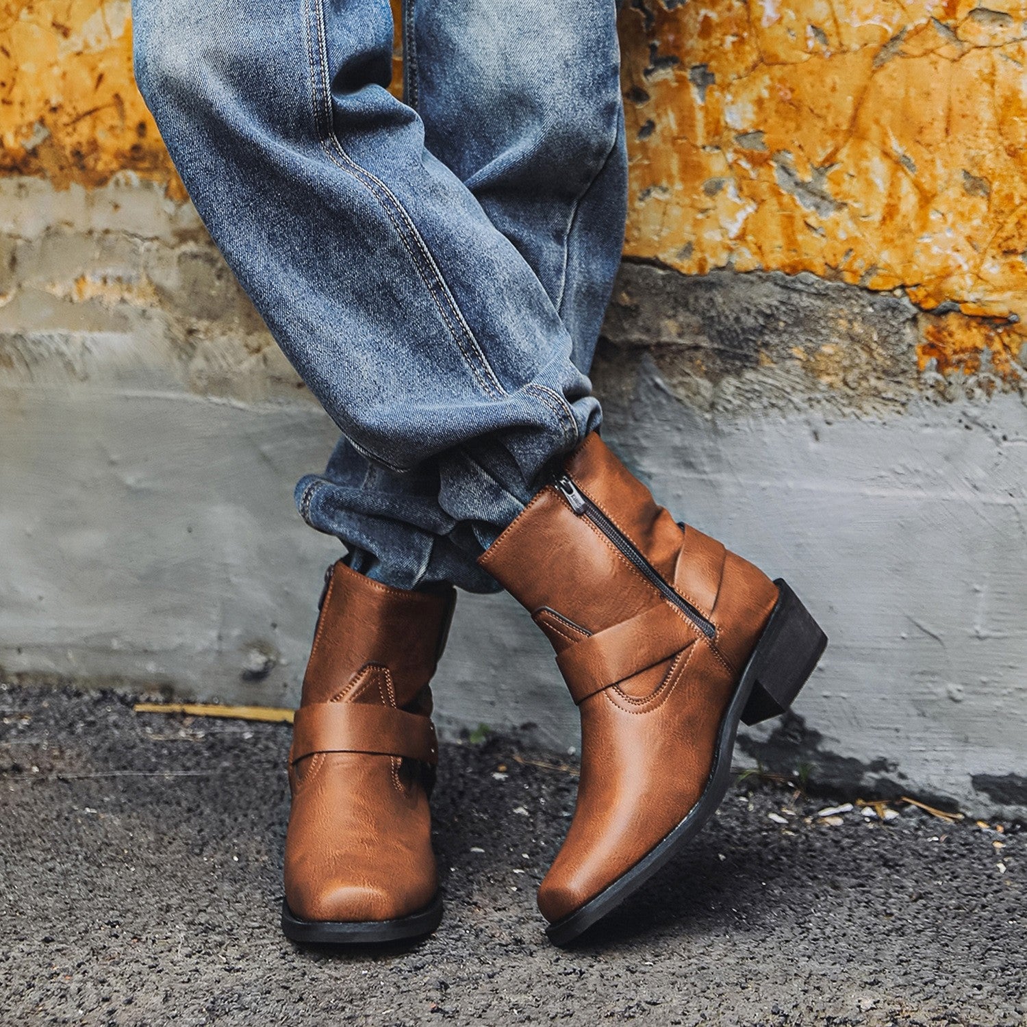 Bottes de denim courtes rétro Bottes hommes mi-haut