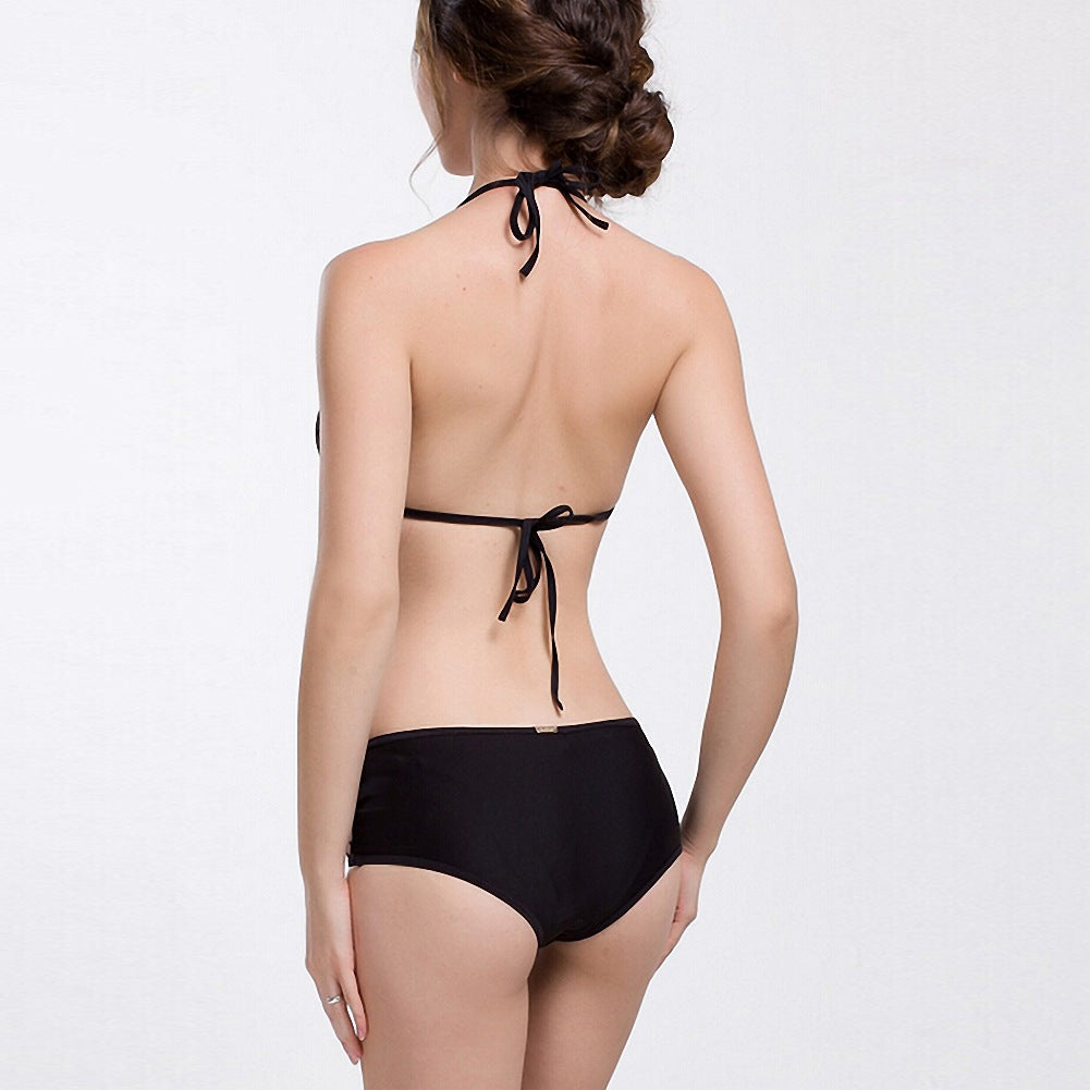 Bikini de maillot de bain deux pièces en maille sexy de couleur unie