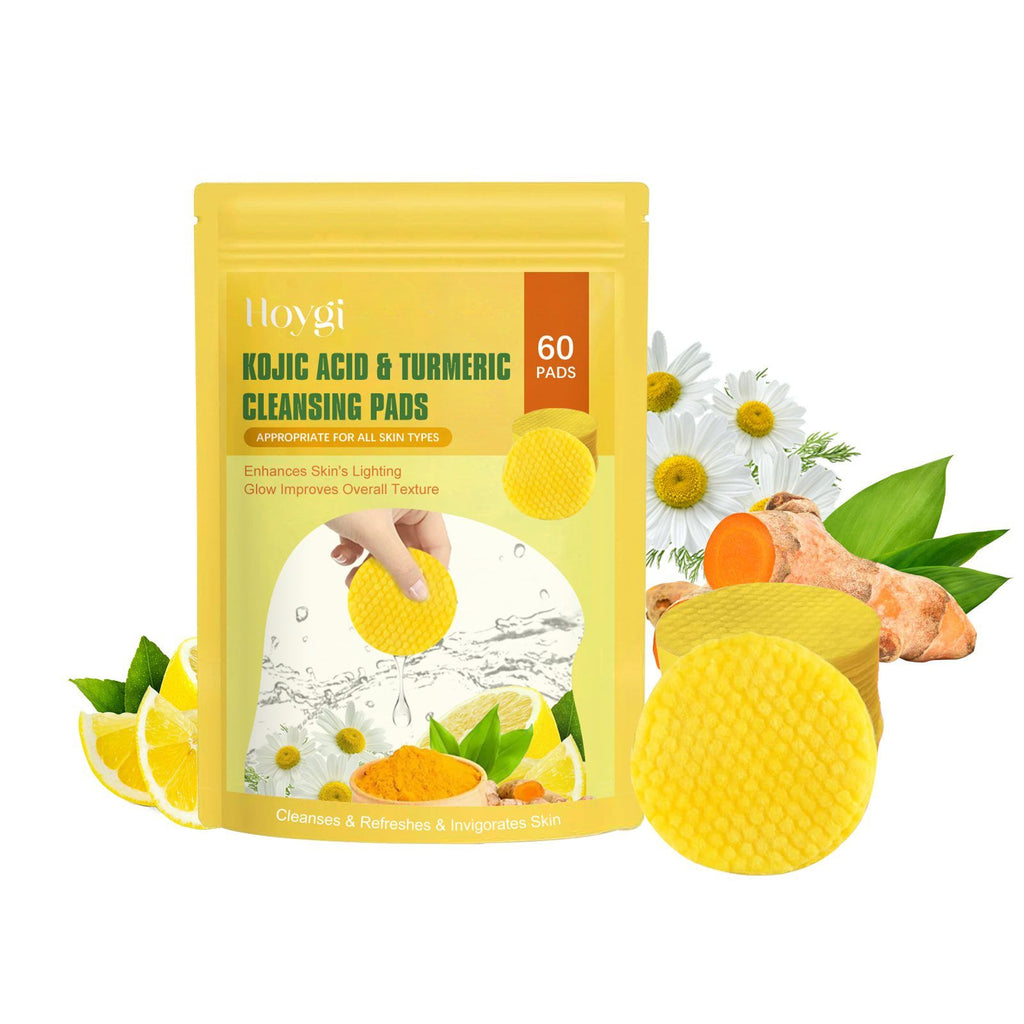 HOYGI Plaquettes de nettoyage du visage en curcuma et en acide Kojic