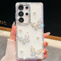 Glitter Powder Pearl Butterfly Style Coque téléphonique avec Strass
