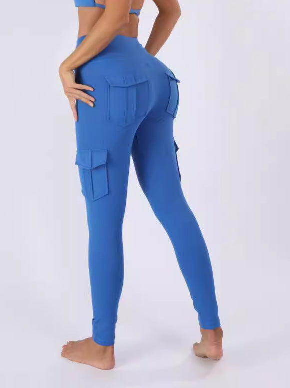 Sports multi-poches brossé Naked-Feel Yoga Slimming Tight Leggings pour les femmes avec haute Wa