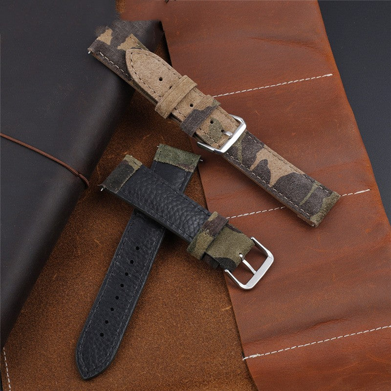 Bracelet de montre en cuir véritable Camouflage créatif et polyvalent