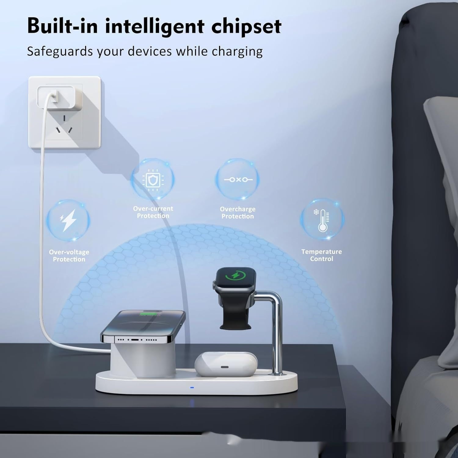Chargeur sans fil portatif magnétique vertical en un
