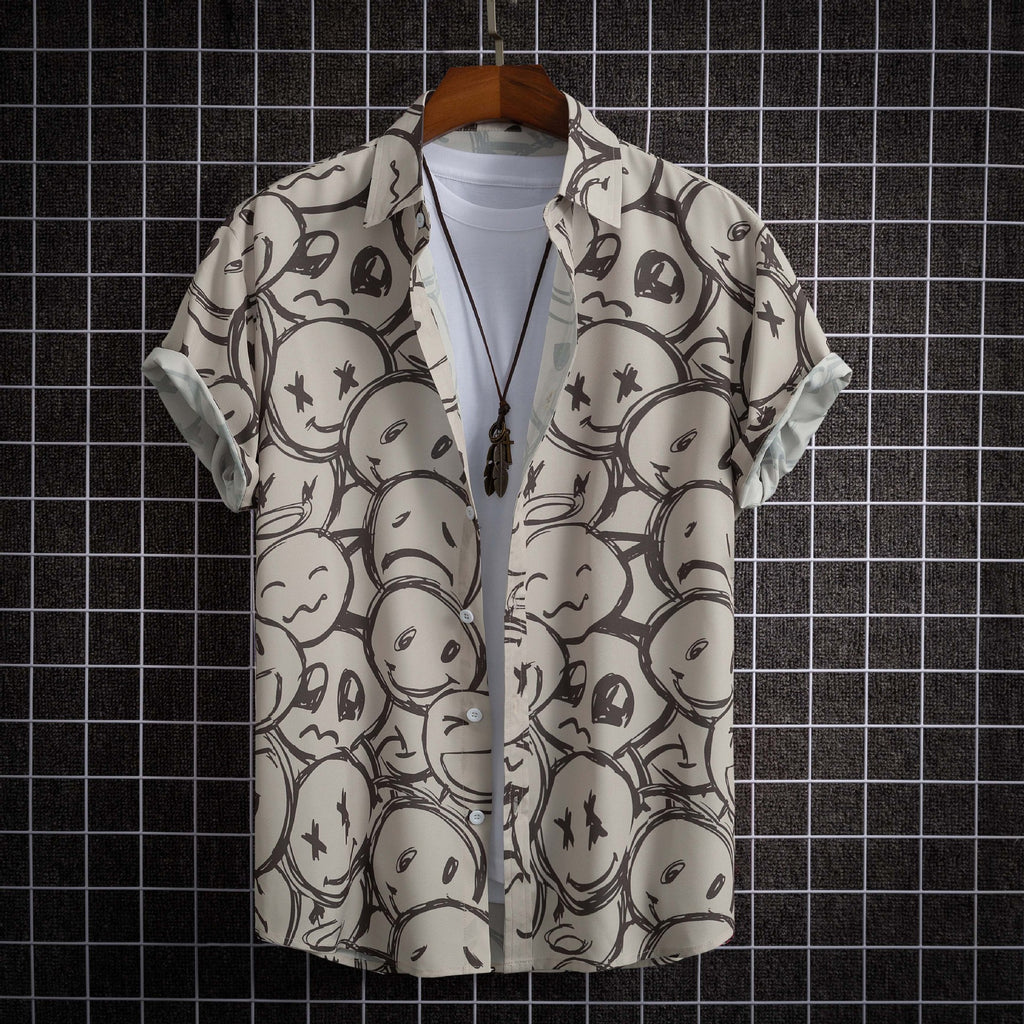 Chemise homme manches courtes Impression numérique 3D Hawaiian Trendy Cardigan Shirt