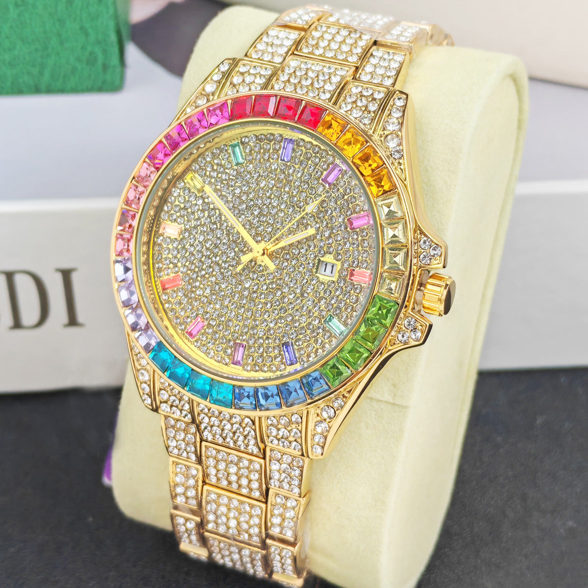 Hip-hop Full-diamond Watch Hommes diamants incrusted Wristwatch Hip-hop