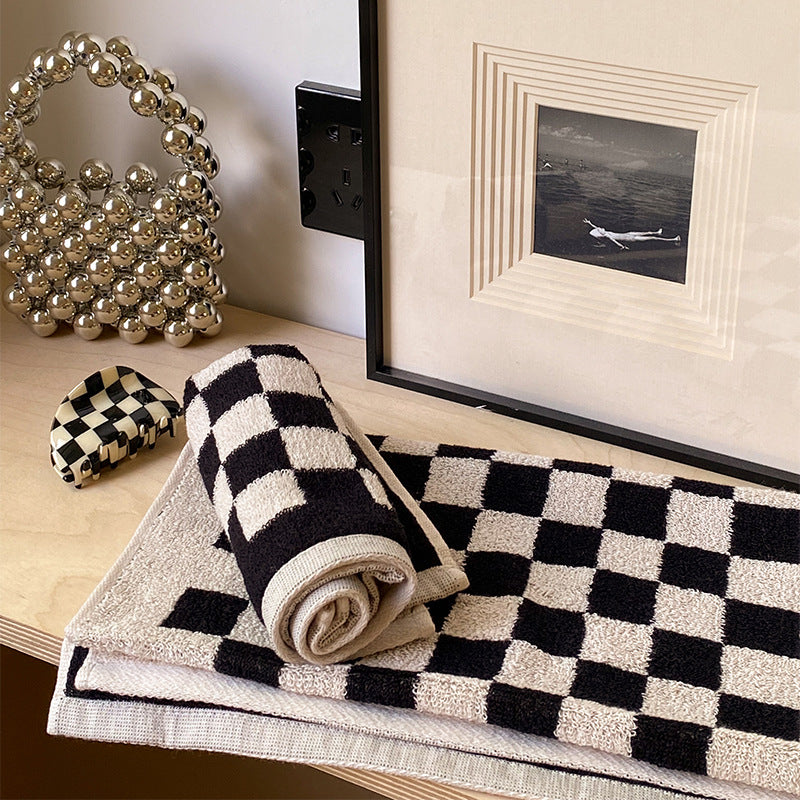 Parent-enfant Grille de tableau d'échecs Serviettes de coton teintes en fil