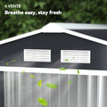 7'x4' Metal Outdoor Shed Organizer & Garden Storage avec 4 évents pour le flux d'air et 2 Easy Slide
