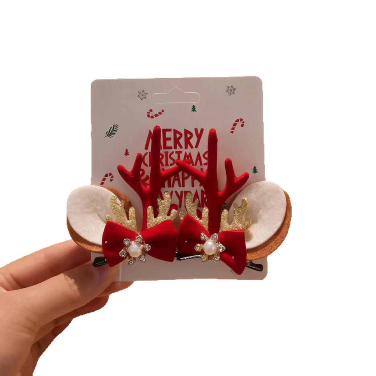 Unisex Christmas Reindeer Hair Clips for Festive Holiday Styling
