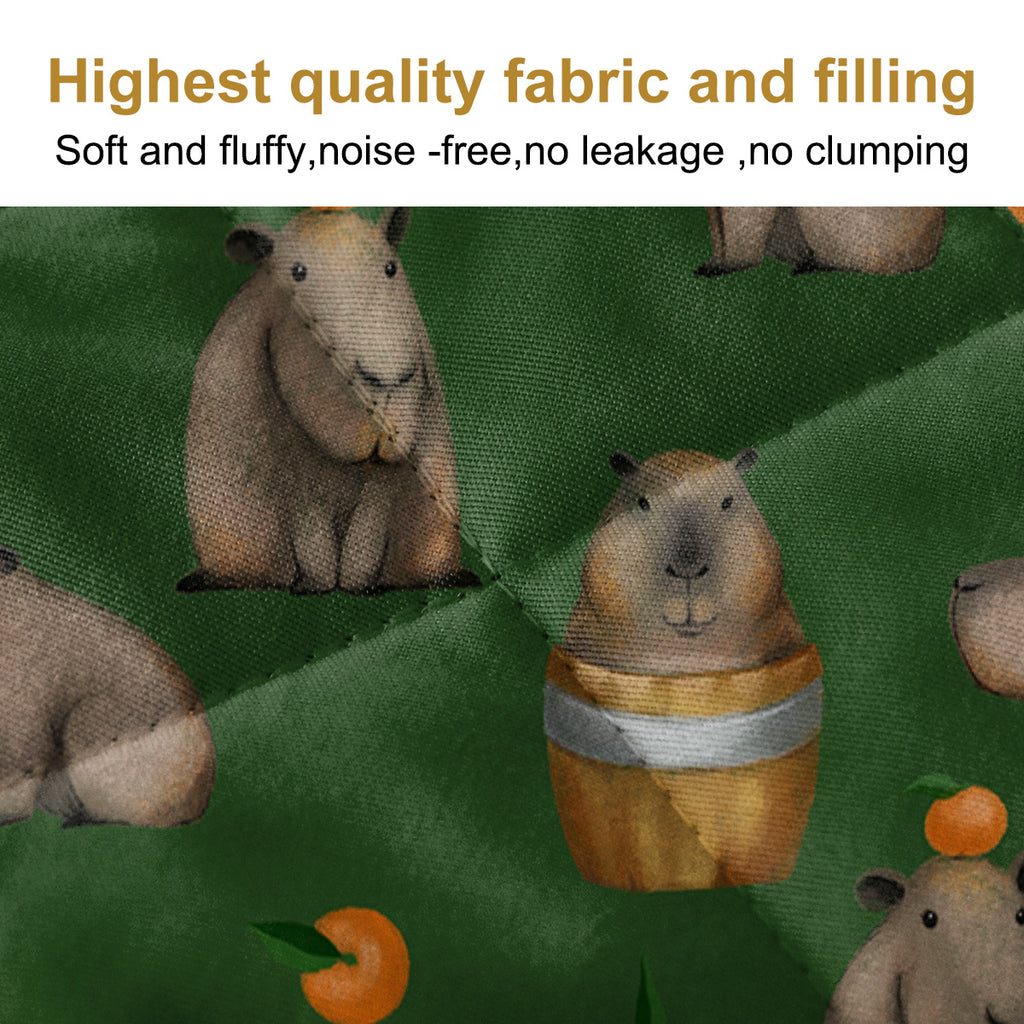 3-Piece Capybara Printed Quilt Set Soft Microfiber Lightweight Green Bedspread Ca