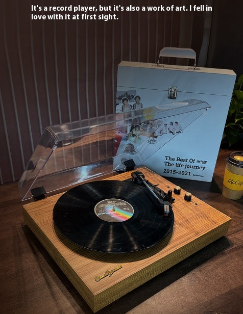 Lecteur d'enregistrement de vinyle Retro Bluetooth Audio intégré vieux jeu Phonograph Disc Piezoel
