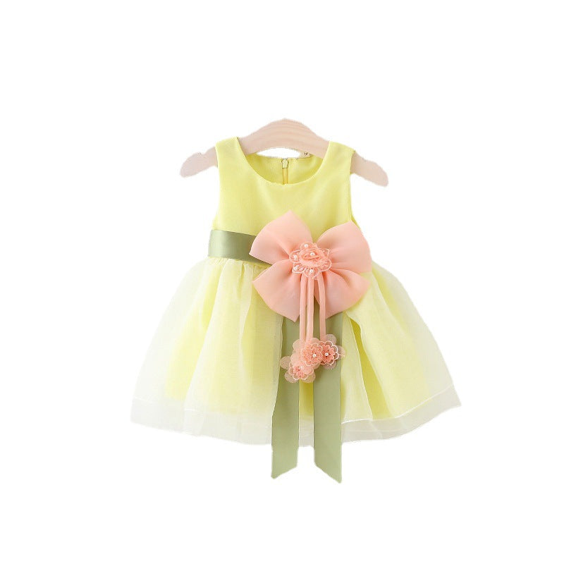 Femmes Enfants Robe Princesse Style avec motif floral et grande Bow