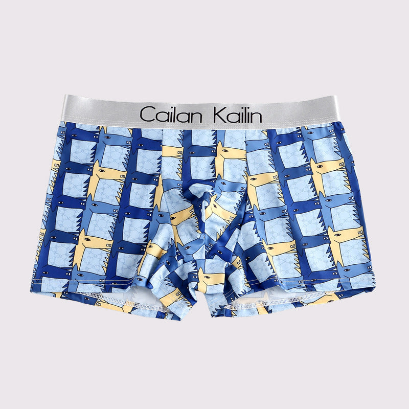 Sous-vêtements en soie de glace imprimé hommes et mignons
