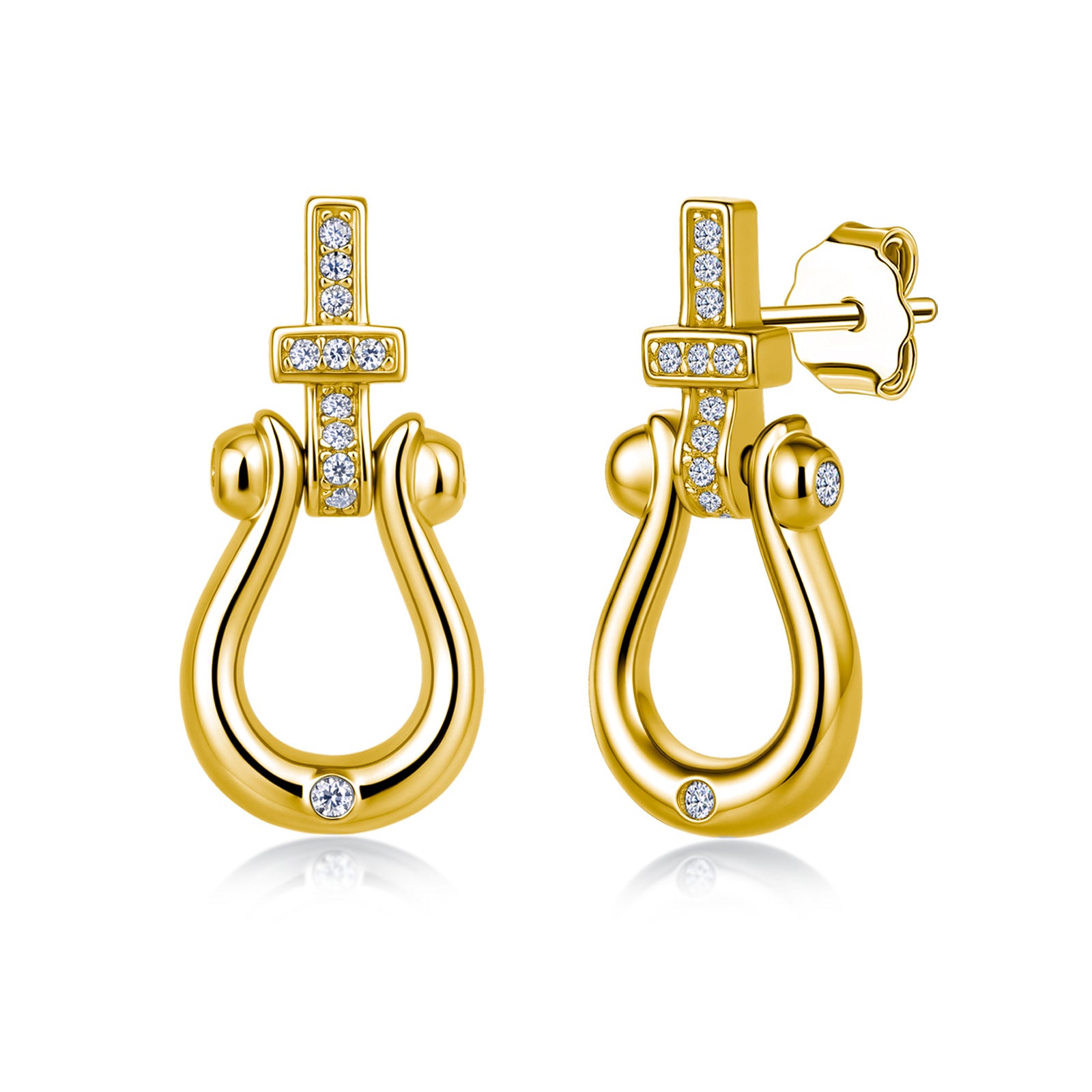S925 Boucles d'oreilles en fer à cheval en argent sterling