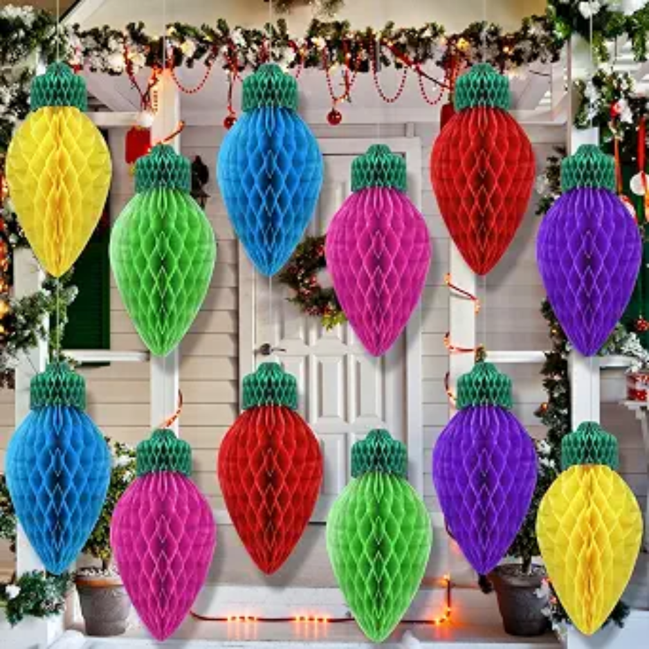 12 Pcs 12 Dans Jumbo Noël Honeycomb Décorations de soirée suspendu
