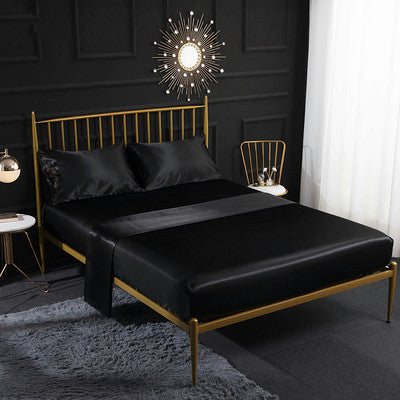 Ensemble de literie satinée Queen King Size Lit Fitted Sheet 4 pièces