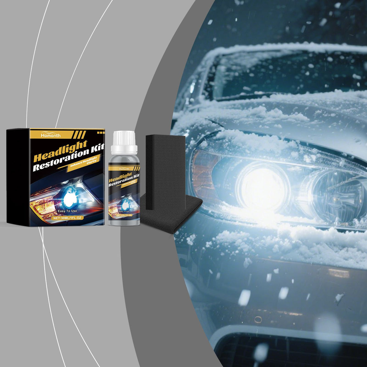 HOMONTH Automotive Headlight Lens Care Kit