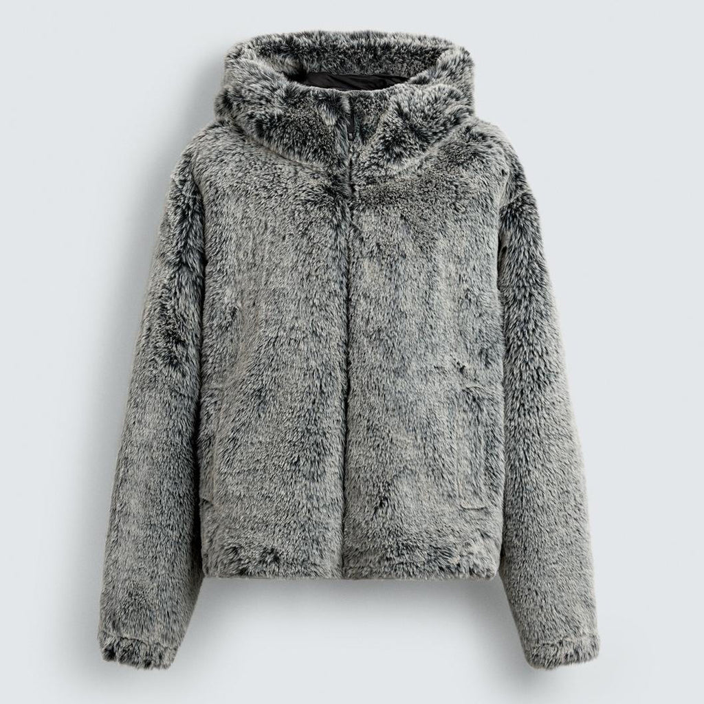 Veste à capuche en fausse fourrure