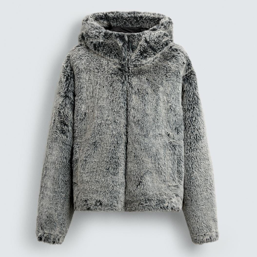 Veste à capuche en fausse fourrure