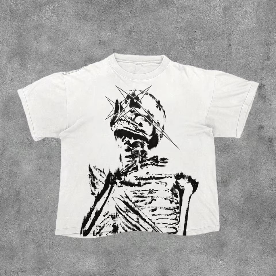T-shirt imprimé en coton rétro pour hommes