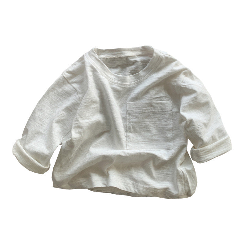 Top bébé à manches longues avec conception de poche en coton mince