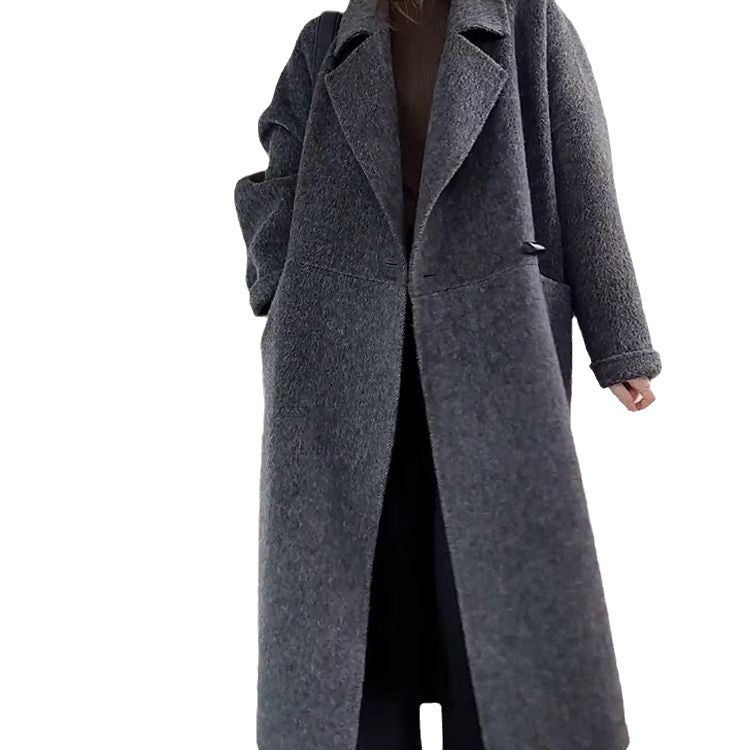 Manteau de laine de style coréen avec boutons Horn