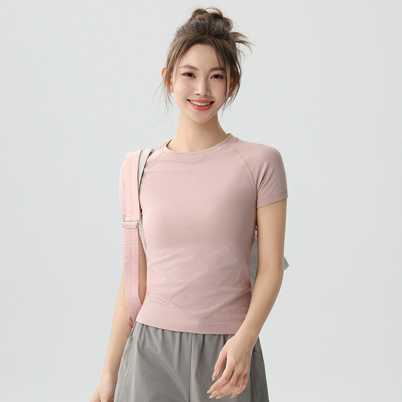 Courir rapidement à manches courtes pour femmes d'été mince entraînement de fitness Yoga Top Slim Fit