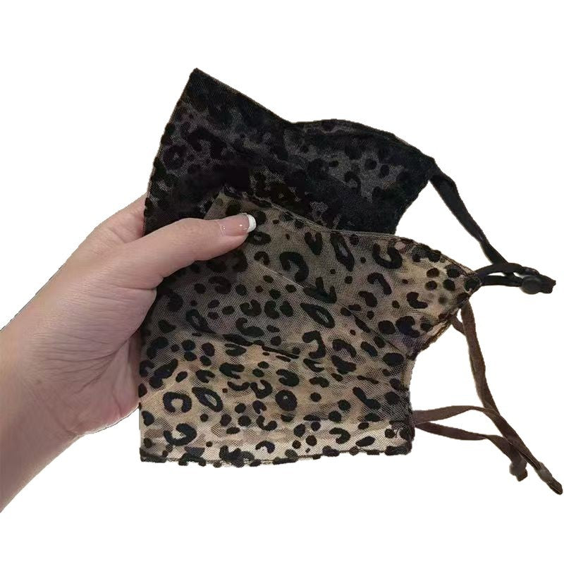Masque en polyester d'été de dentelle légère pour femmes Leopard-Print