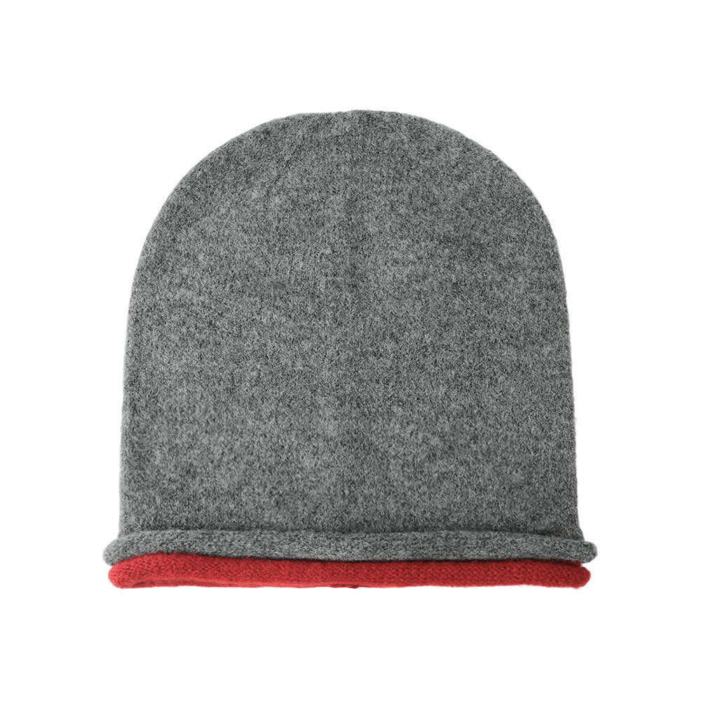 Femmes Hiver Hem à deux rangs Colorblock Cashmere Knitted Bonnet