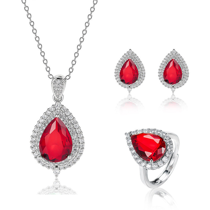 Couleur fashionable Gemme Complete-Diamond Waterdrop Zircon Collier