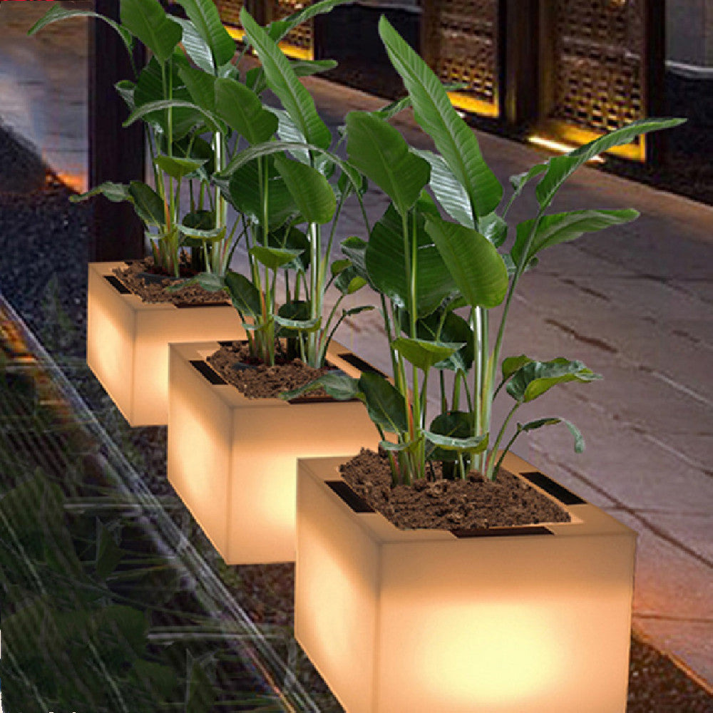 Waterproof plastic flower pot garden lamp