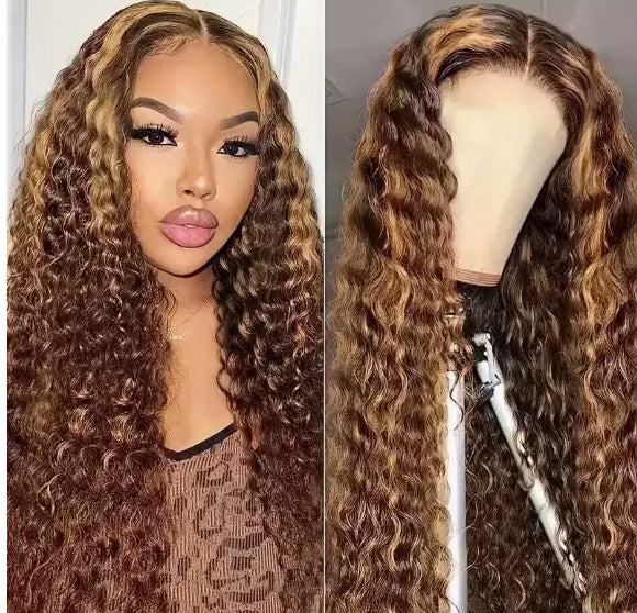 Perruque moyenne Petit volume mettre en évidence Gradient Long cheveux bouclés