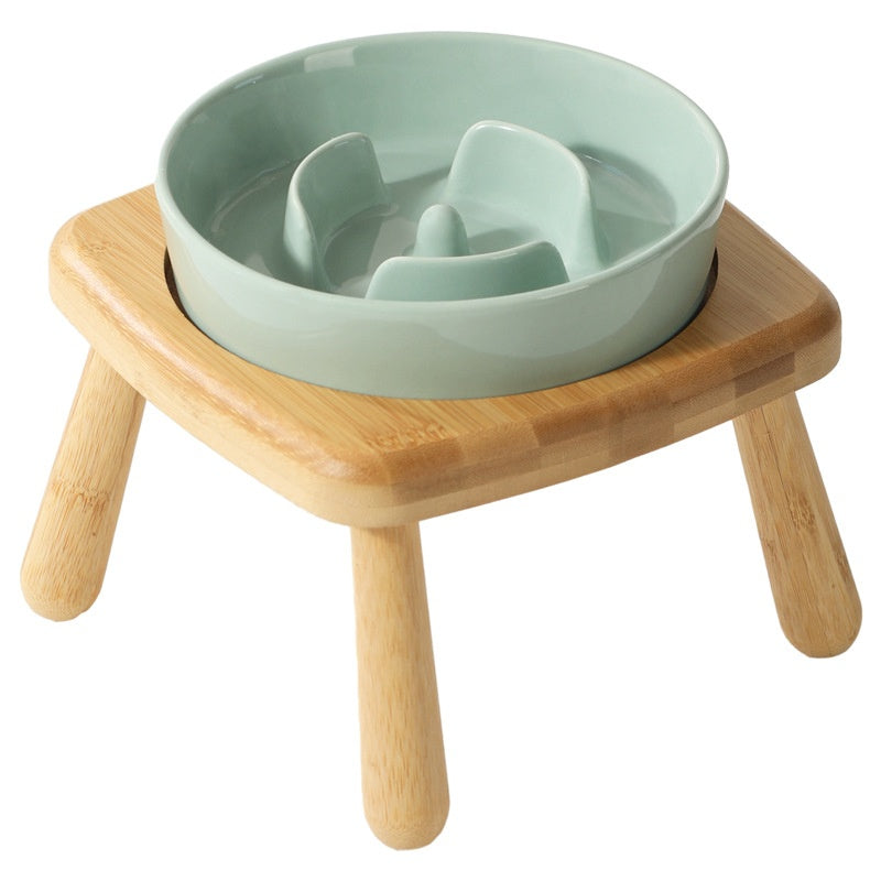 Ceramic Dog Bowl Pet Dog Slow-Feeding Anti-Choking Fooder Tip-Proof Bowl