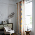 Rideau coton et lin imprimé couleur boule de fourrure Bohemian style pays