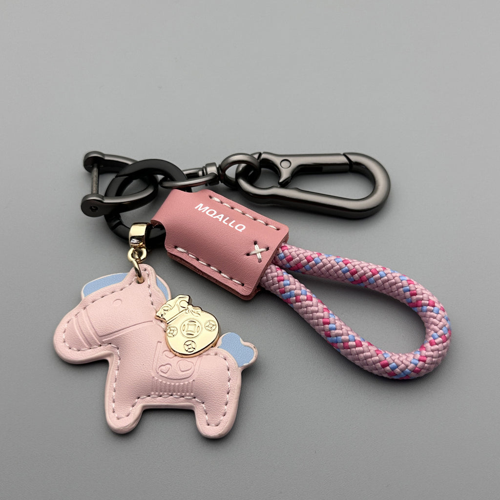 Immédiatement riche main Cowhide voiture porte clé Pendentif simple Personnalité