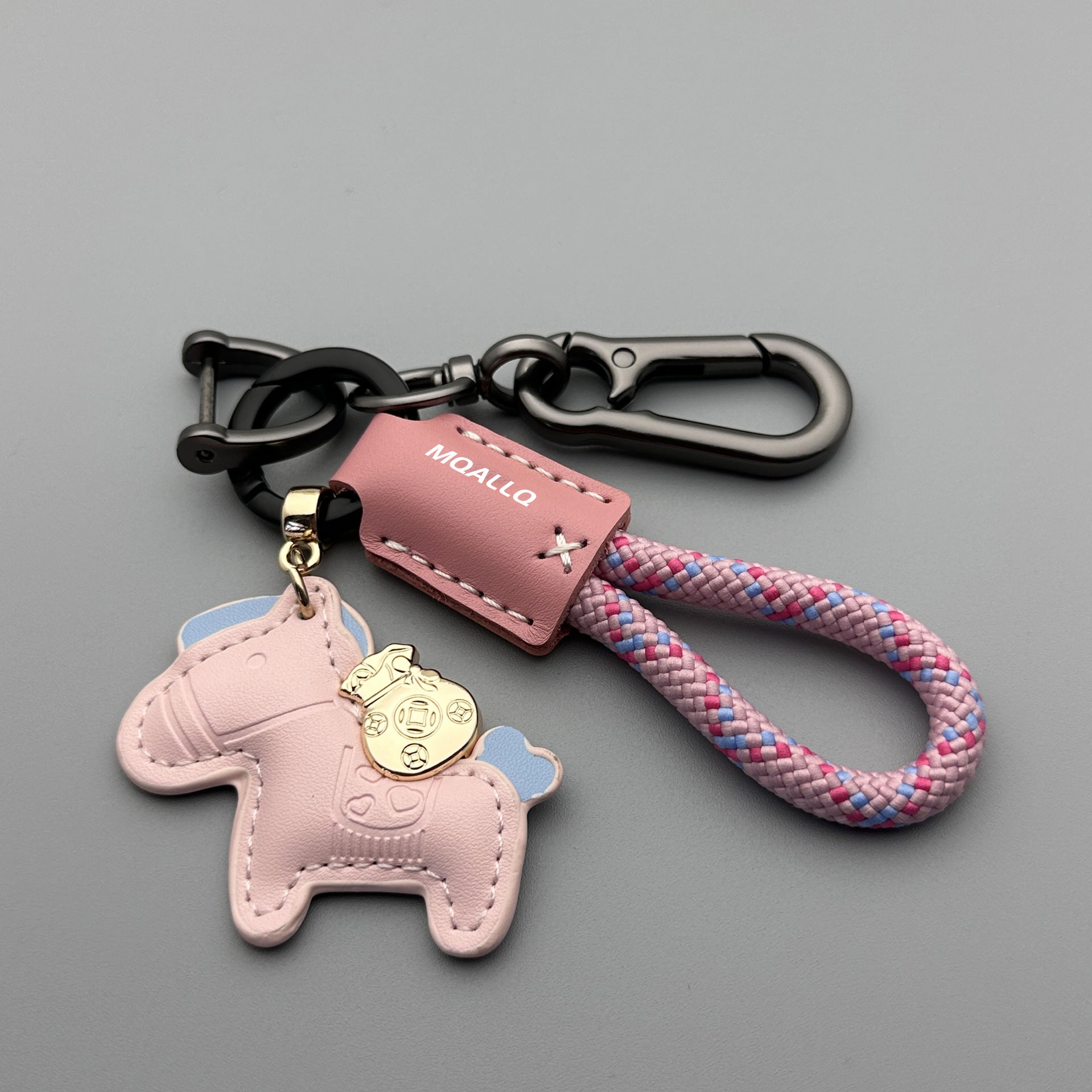 Immédiatement riche main Cowhide voiture porte clé Pendentif simple Personnalité