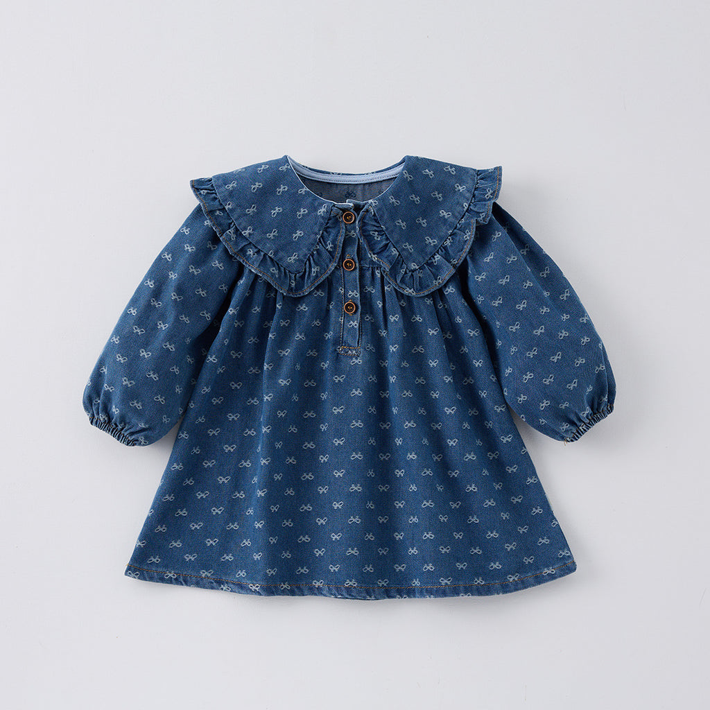 Robe en une seule pièce pour enfant Denim Romper Triangle style Crawling Suit Girls