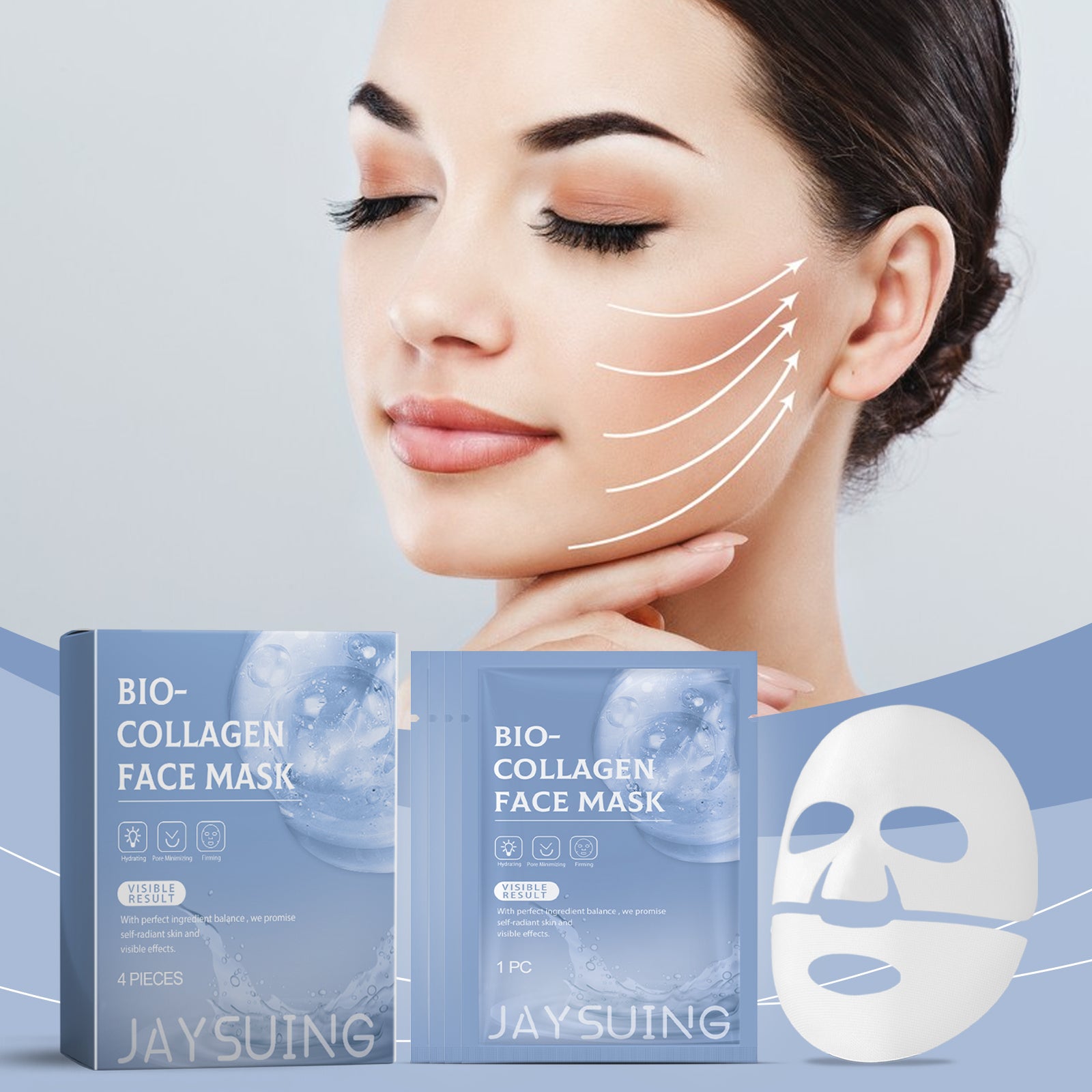 Collagène Masque visage hydratant Boxed 4pcs 1 Box