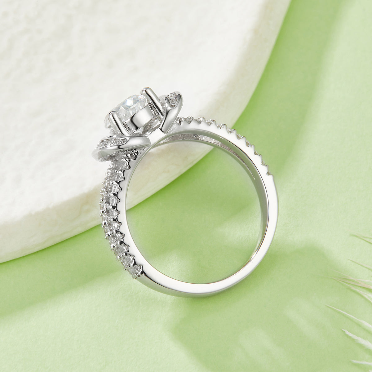 S925 Argent Sterling 1ct Boucle de coeur Moissanite Anneau
