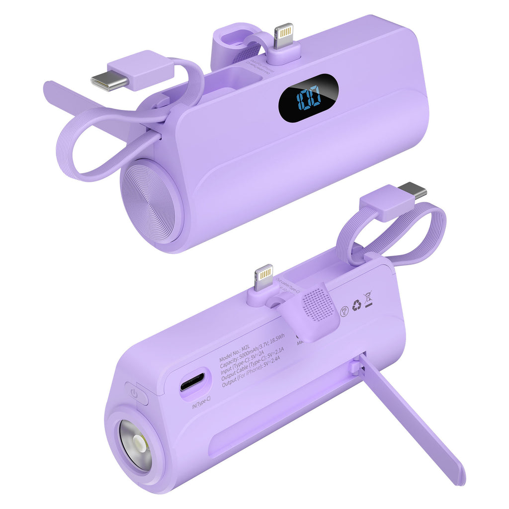 Mini banque d'alimentation portable avec câble intégré