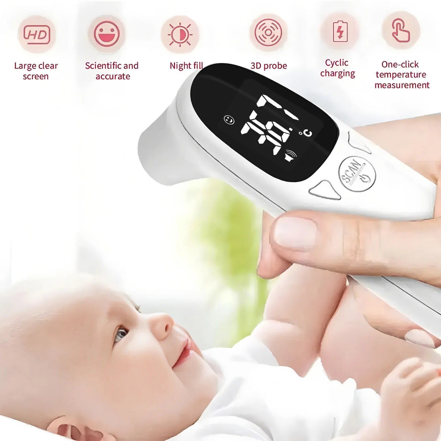 Thermomètre du corps médical Compteur de température multifonctions Accueil Sans contact pour la fièvre infantile