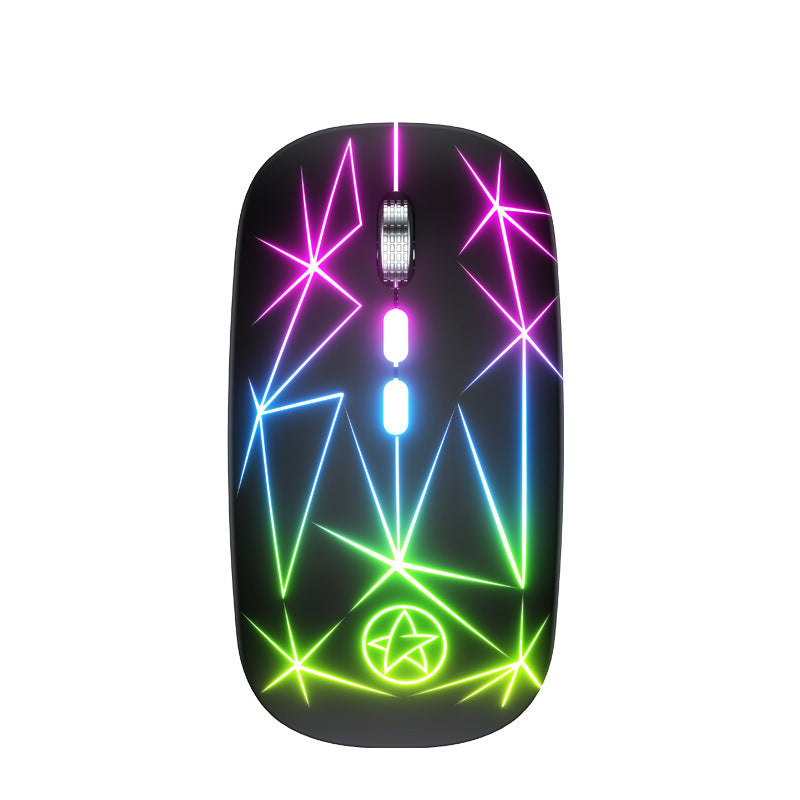 Bluetooth Mouse sans fil Double mode de charge lumineuse de bureau 5 clés métal Roller