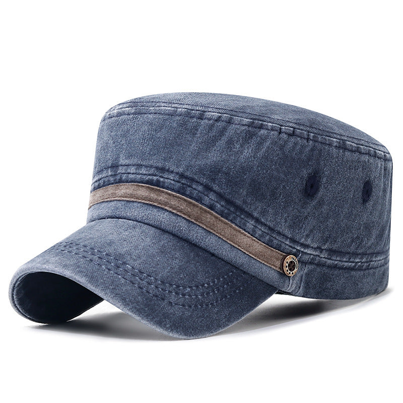 Chapeau de la Couronne plat lavé Respirant Protection solaire Casquette extérieure pour hommes