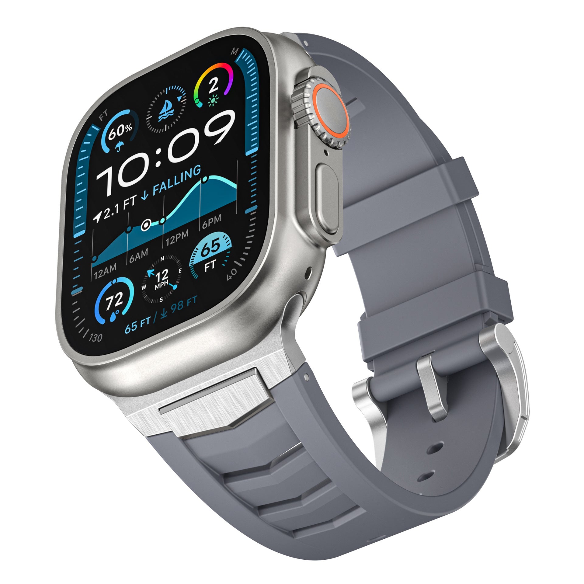 Bracelet de montre de sport en caoutchouc fluoré en alliage